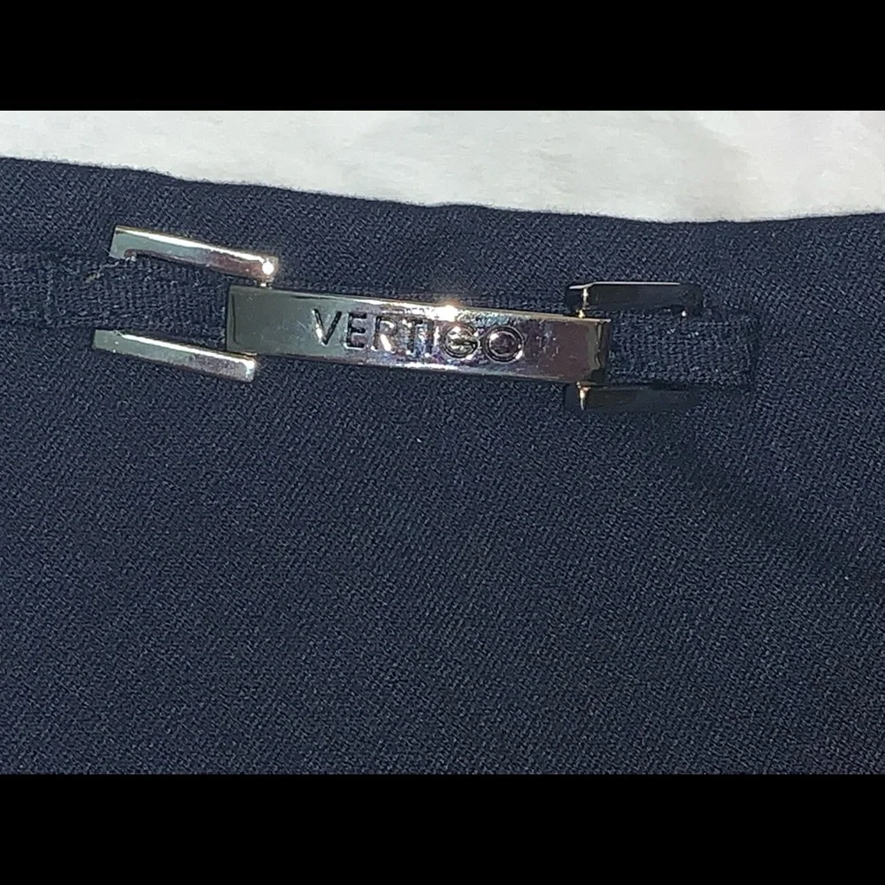 Vertigo Paris Navy Blue Dress Trousers with Silver Hardware Detailing (size 12P) - Picture 3 of 6